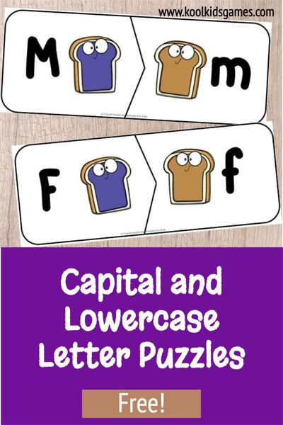 This fun peanut butter and jelly alphabet match puzzles will have your students matching uppercase and lowercase versions of each letter. Use these food theme activities for kindergarten any time of the year and help students find the matching letter in a fun way!