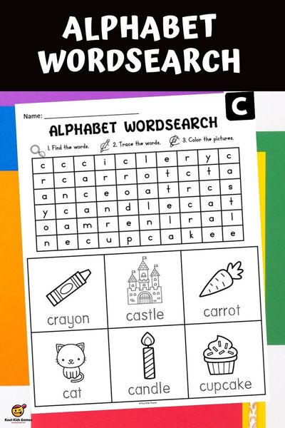 These cute alphabet wordsearch worksheets combine alphabet pictures with hunting for words in a grid and wrap up with traceable letters. The best thing about these alphabet tracing worksheets is that they’re ready to use in a matter of minutes but you’ll have a literacy center you can use all year long for plenty of lowercase alphabet tracing practice!