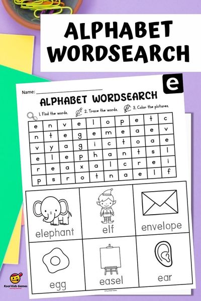 These cute alphabet wordsearch worksheets combine alphabet pictures with hunting for words in a grid and wrap up with traceable letters. The best thing about these alphabet tracing worksheets is that they’re ready to use in a matter of minutes but you’ll have a literacy center you can use all year long for plenty of lowercase alphabet tracing practice!