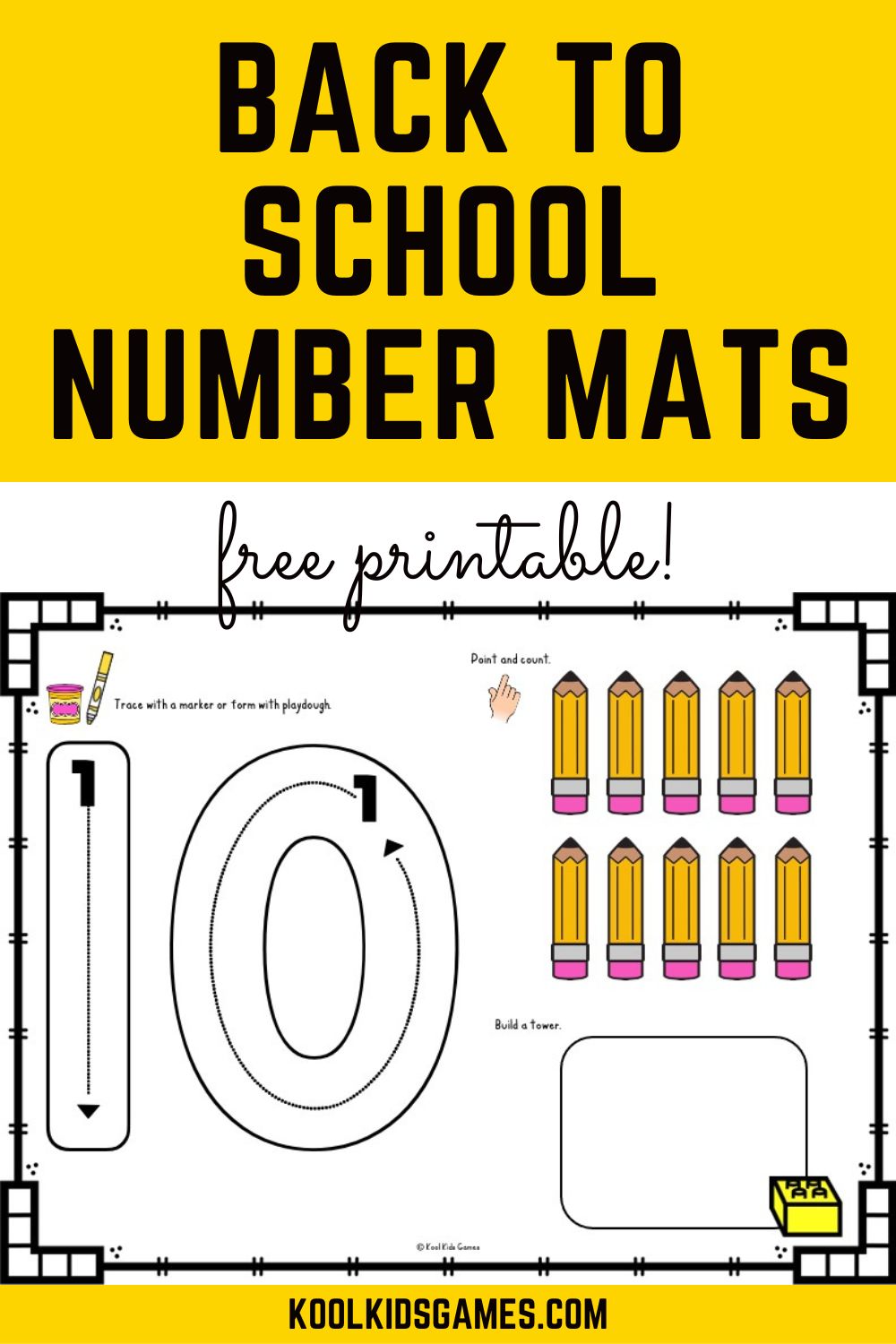 These kindergarten school supplies themed number building block mats will give your students practice at number formation as well as counting and 1:1 correspondence revision. Among your many math activities for kindergarten, these 1-10 number practice mats are sure to become a new favorite!