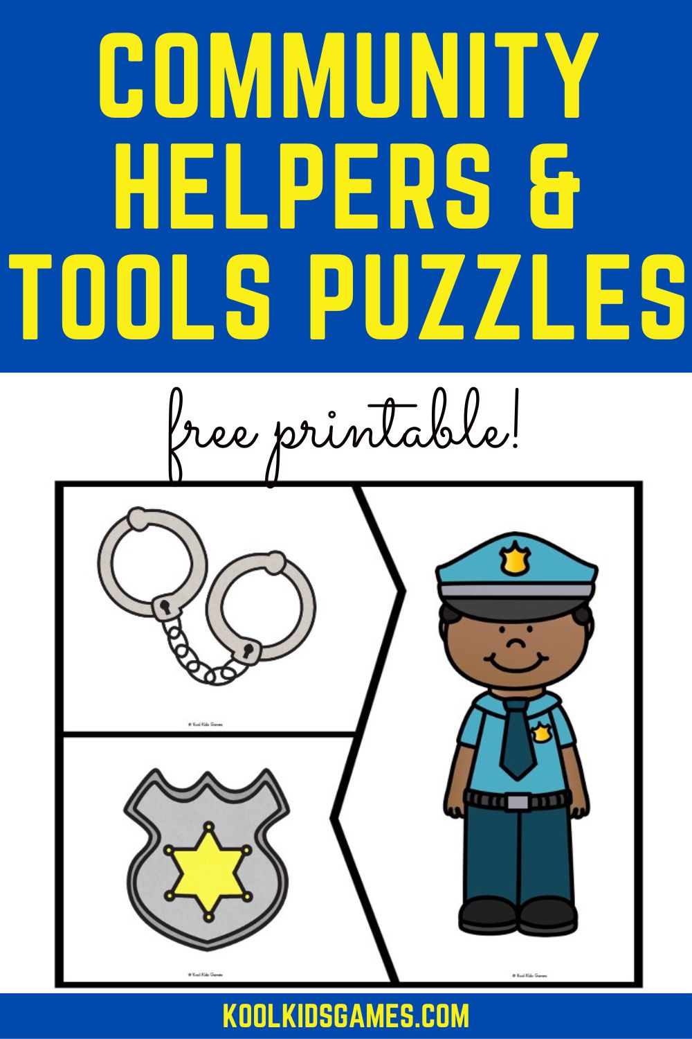 This printable preschool community helper matching puzzle is a great way to get the conversation started about community helpers and their tools. There are many preschool lesson plan ideas on community workers that go beyond having local community members come into your classroom. This preschool community helper theme printable is easy to use; just download, print out the full set and cut out the puzzle pieces.