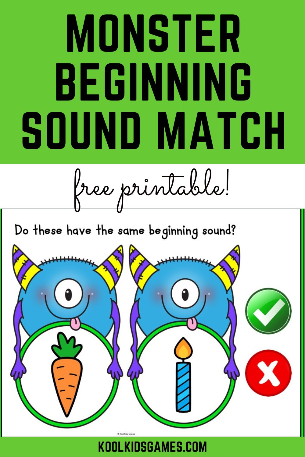 Looking for monster themed phonics activities for Halloween? With these beginning sound clip cards, students will need to decide if the 2 objects with the same beginning sound. Grab this Monster Beginning Letter Sound Match game today!