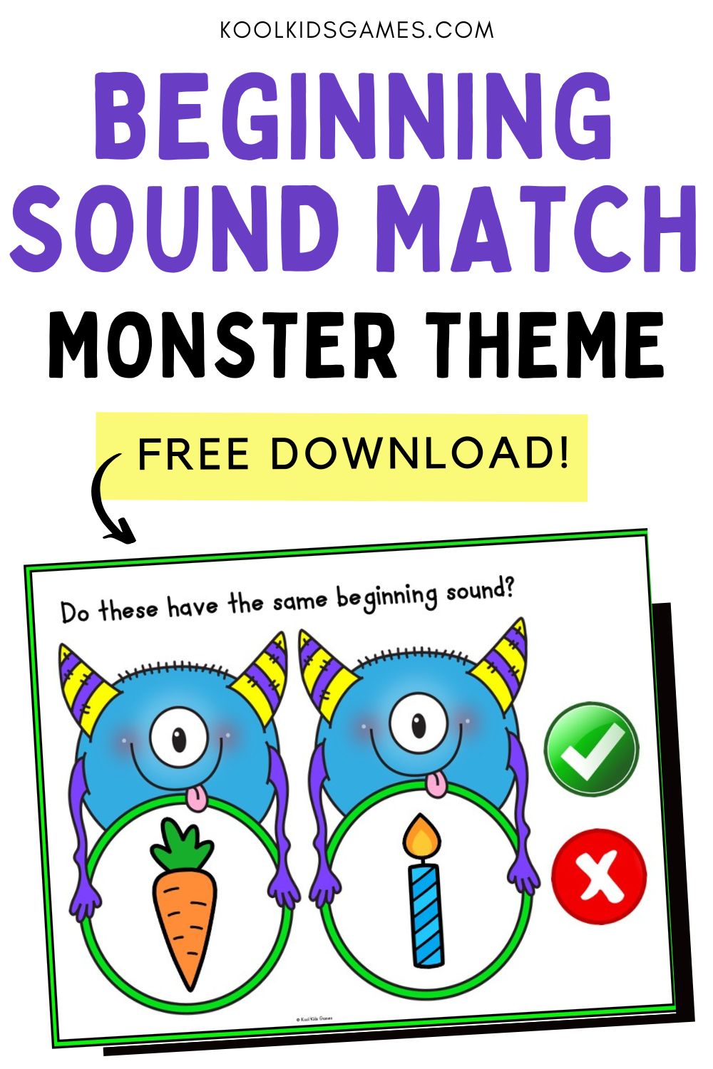 Looking for monster themed phonics activities for Halloween? With these beginning sound clip cards, students will need to decide if the 2 objects with the same beginning sound. Grab this Monster Beginning Letter Sound Match game today!