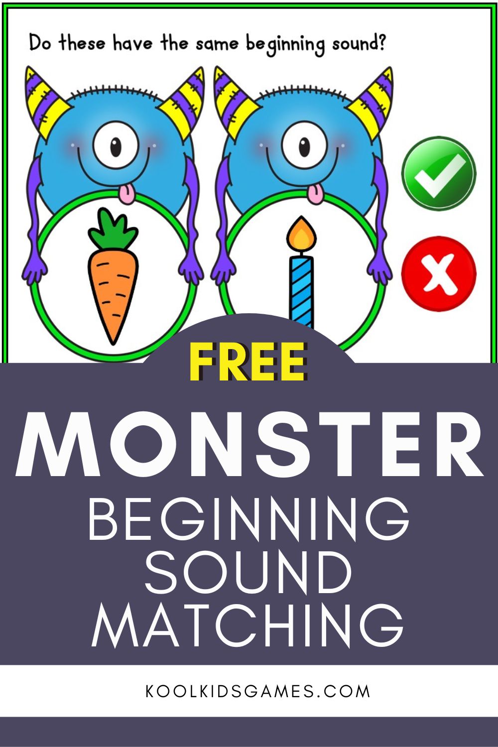 Looking for monster themed phonics activities for Halloween? With these beginning sound clip cards, students will need to decide if the 2 objects with the same beginning sound. Grab this Monster Beginning Letter Sound Match game today!