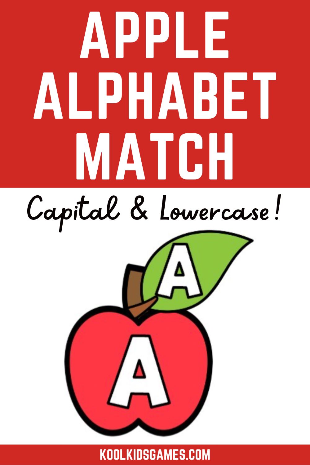 In this apple and leaf alphabet match game, students use apples and leafs to match capital to lowercase letters. Your students will love this Fall theme letter matching game that can also be used in a variety of other ways outlined in the post! #applealphabetactivity #matchcapitaltolowercaseletters #fallthemelettermatching #applelettermatching