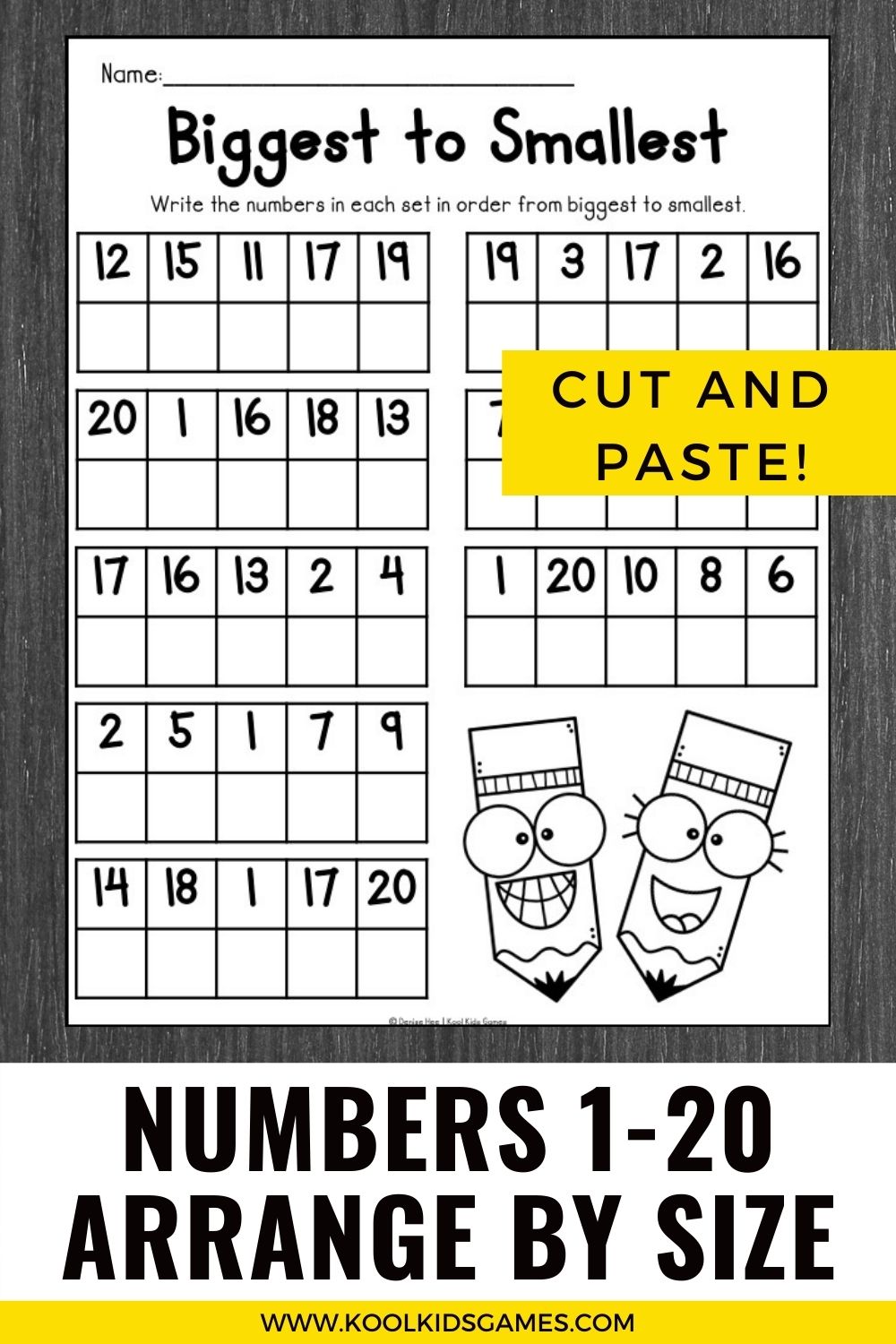 In this school-themed smallest to biggest number worksheet, students will be given a set of 5 numerals in random order then arranging numbers by size. Download this free back to school printable to practice how to order numbers largest to smallest.