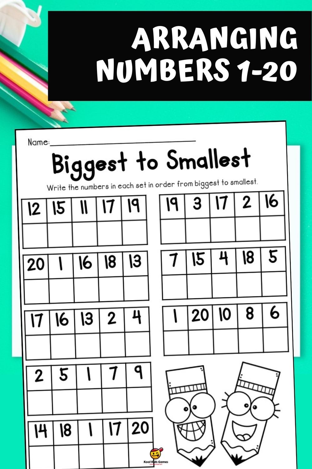 In this school-themed smallest to biggest number worksheet, students will be given a set of 5 numerals in random order then arranging numbers by size. Download this free back to school printable to practice how to order numbers largest to smallest.