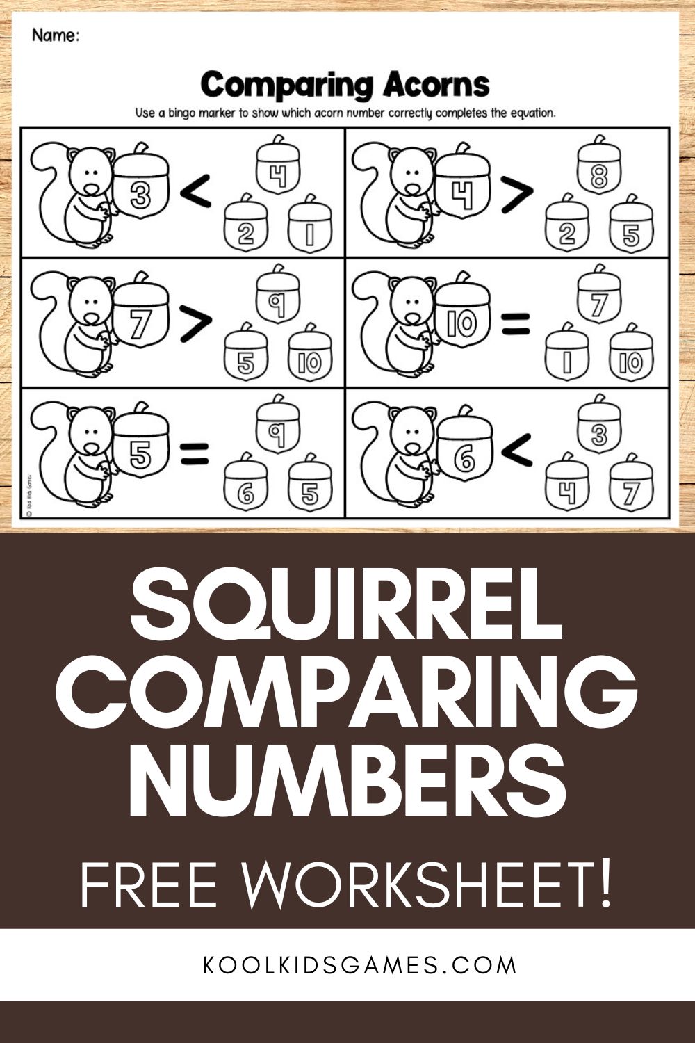 Teaching number comparison? Help your students master the greater than and lesser than symbols with this acorn comparing numbers worksheet! Grab this fall theme numbers activity for free today!