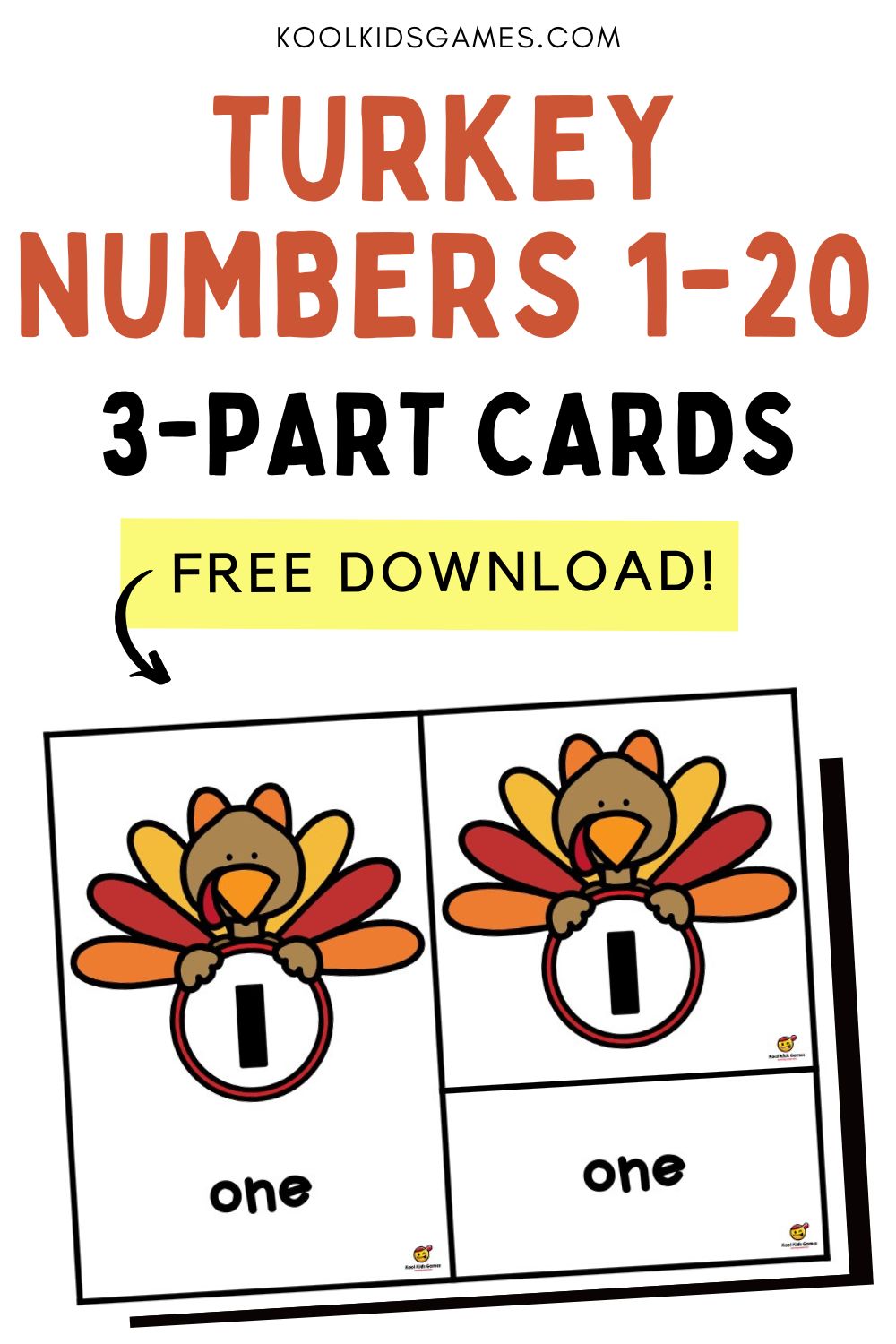 Looking for new kindergarten Thanksgiving activities? These turkey themed 3 part cards should be part of your November lesson plan to have students learning the number words 1 to 20!