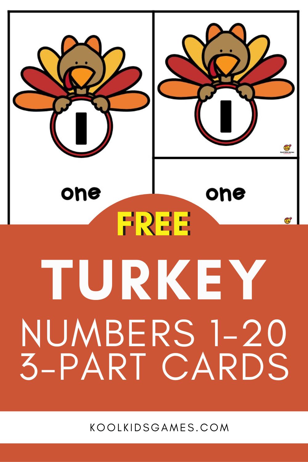 Looking for new kindergarten Thanksgiving activities? These turkey themed 3 part cards should be part of your November lesson plan to have students learning the number words 1 to 20!