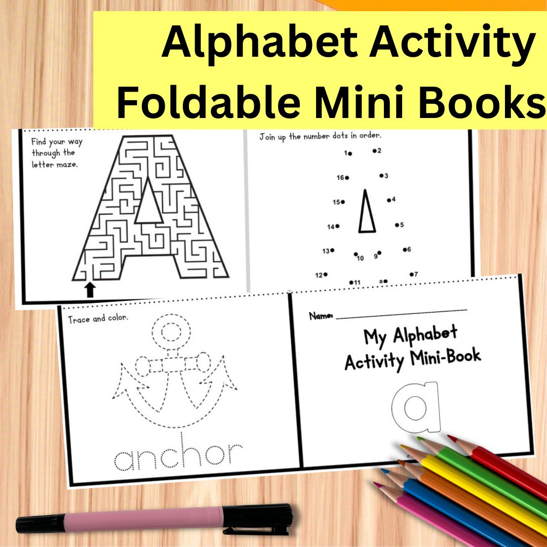 In these foldable alphabet activity mini-books, you get four independent letter recognition and formation practice activities - coloring the letter, tracing letters a-z, dot to dot alphabet letters and printable letter shaped mazes. These could be completed over the course of each week as you teach each letter, or completed on the final day as a way of bringing together everything that the student has learned about the uppercase and lowercase versions of each letter.