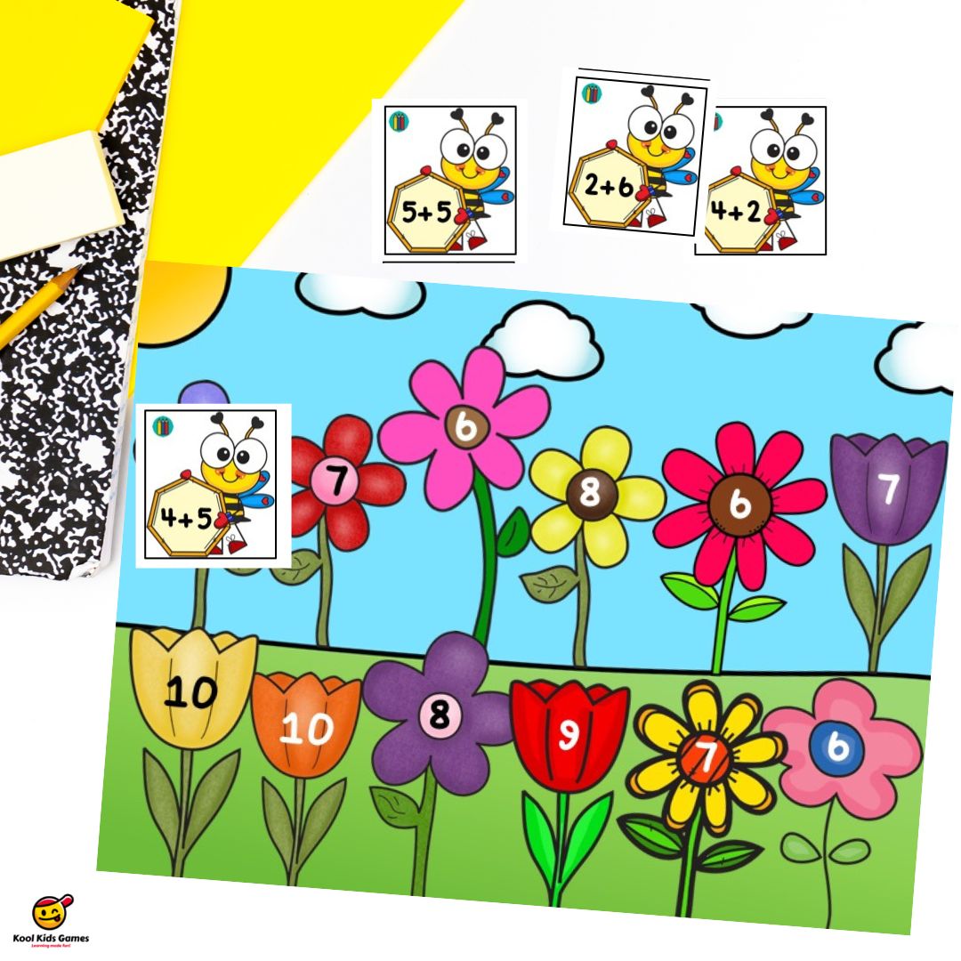 It’s time to spring into learning! Bring some extra buzz to your classroom with this bumblebee addition game. Students have to solve addition problems to match the honeycombs to the flowers and they’ll love helping the cute bees find the right match! They’ll be buzzing to practice addition facts all month long.